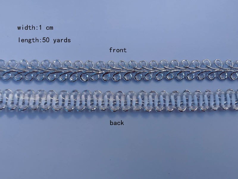 MONIDOOR 3/8 Inch Gimp Braid Trim 50 Yards for Upholstery Costume DIY Crafts (1314 Silver) - Image 4